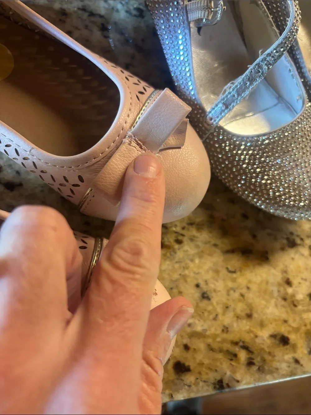 Girls Dress Mary Jane Flats - Pink and Silver